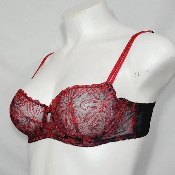34DD Paramour 115009 Ellie Demi Unlined Lace Japanese Red Blossoms🌹 NWT - Picture 3 of 16